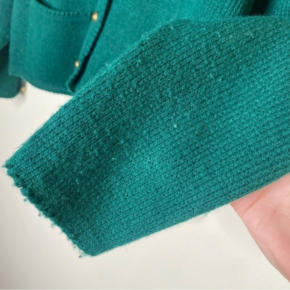 Laura Daniels Petite Y2K Emerald Green Acrylic Cardigan Sweater Gold Size Medium - Picture 8 of 12